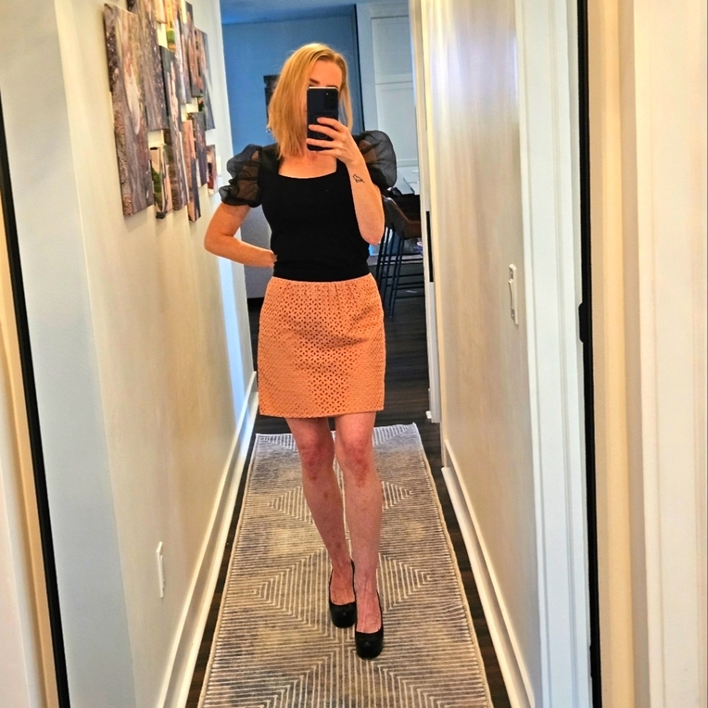 LOFT Peachy Pink Eyelet Skirt